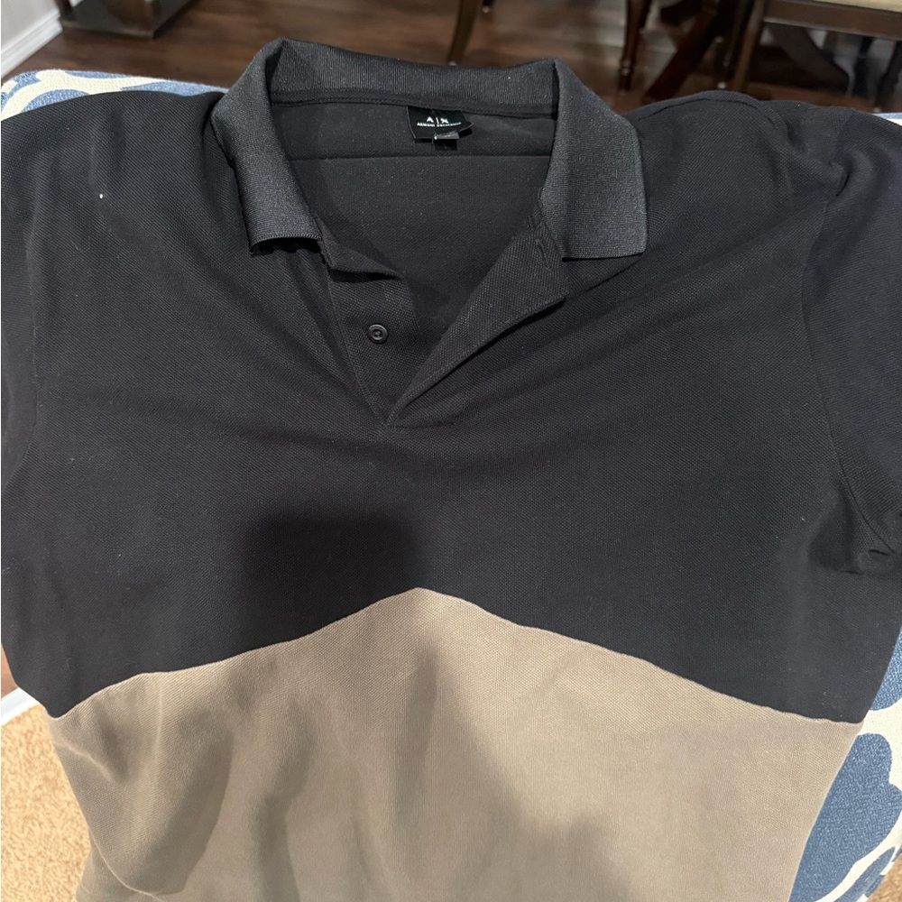 Armani Exchange Black and Tan Men's Polo Shirt